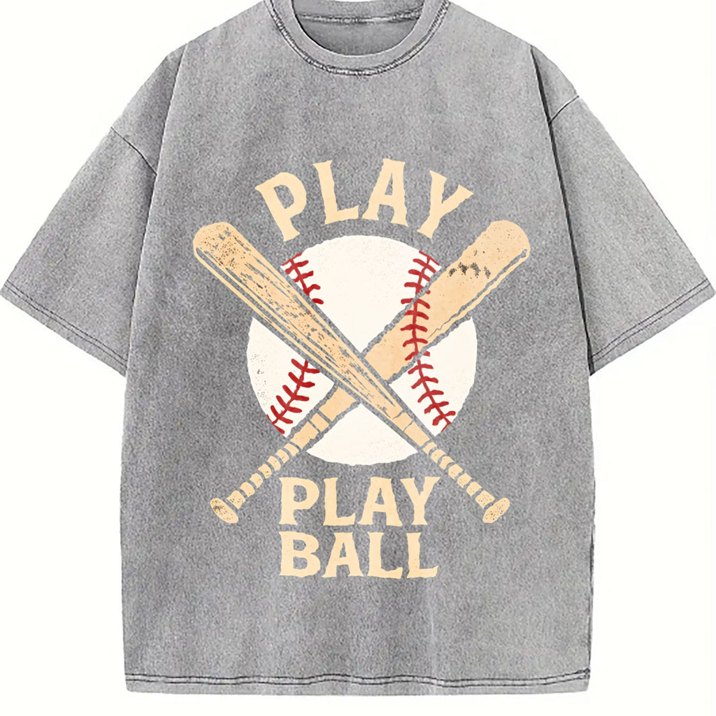 Play Ball Baseball Bats Vintage Washed T-Shirt product image 5