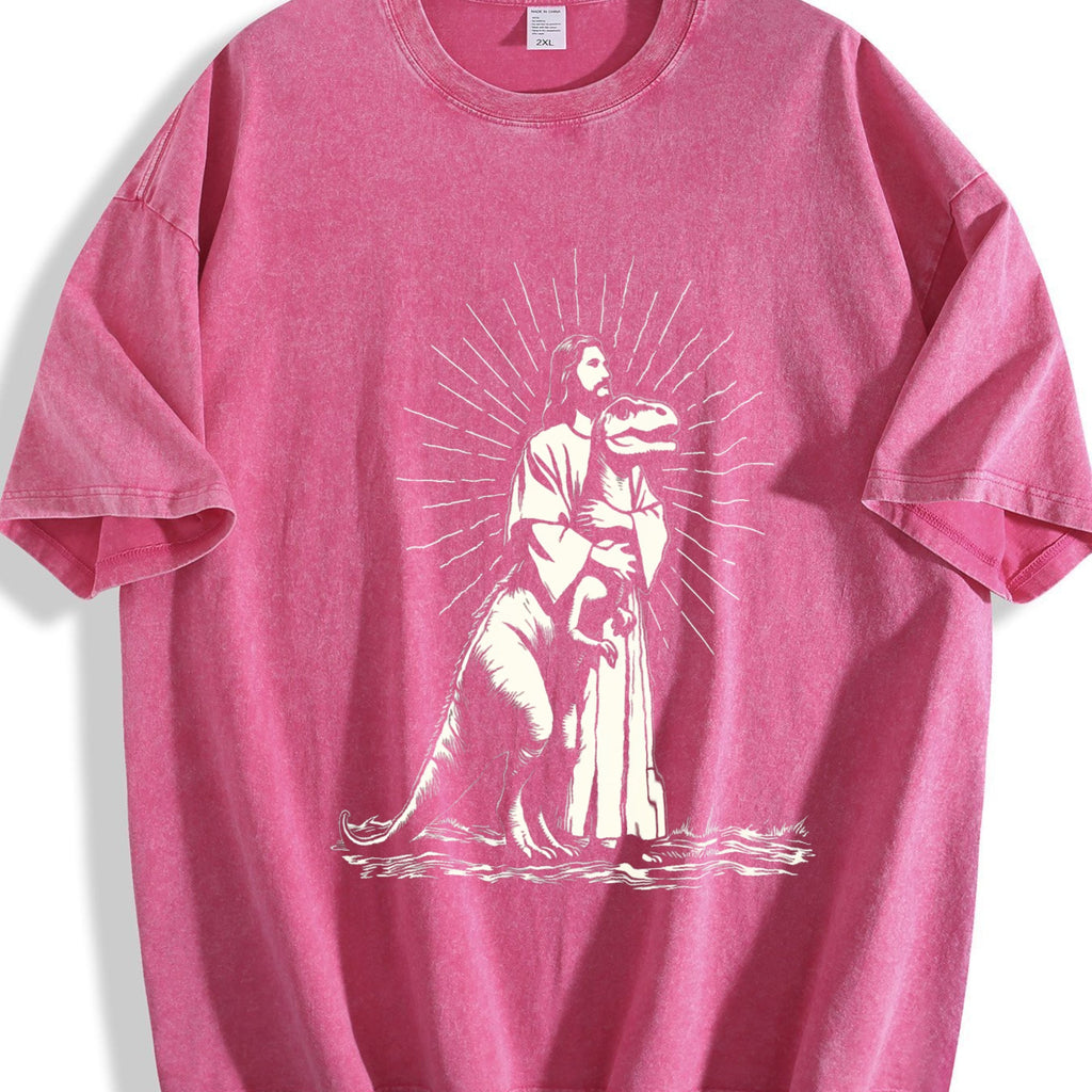 Jesus Holding Dinosaur Funny Religious Vintage Washed product image 7