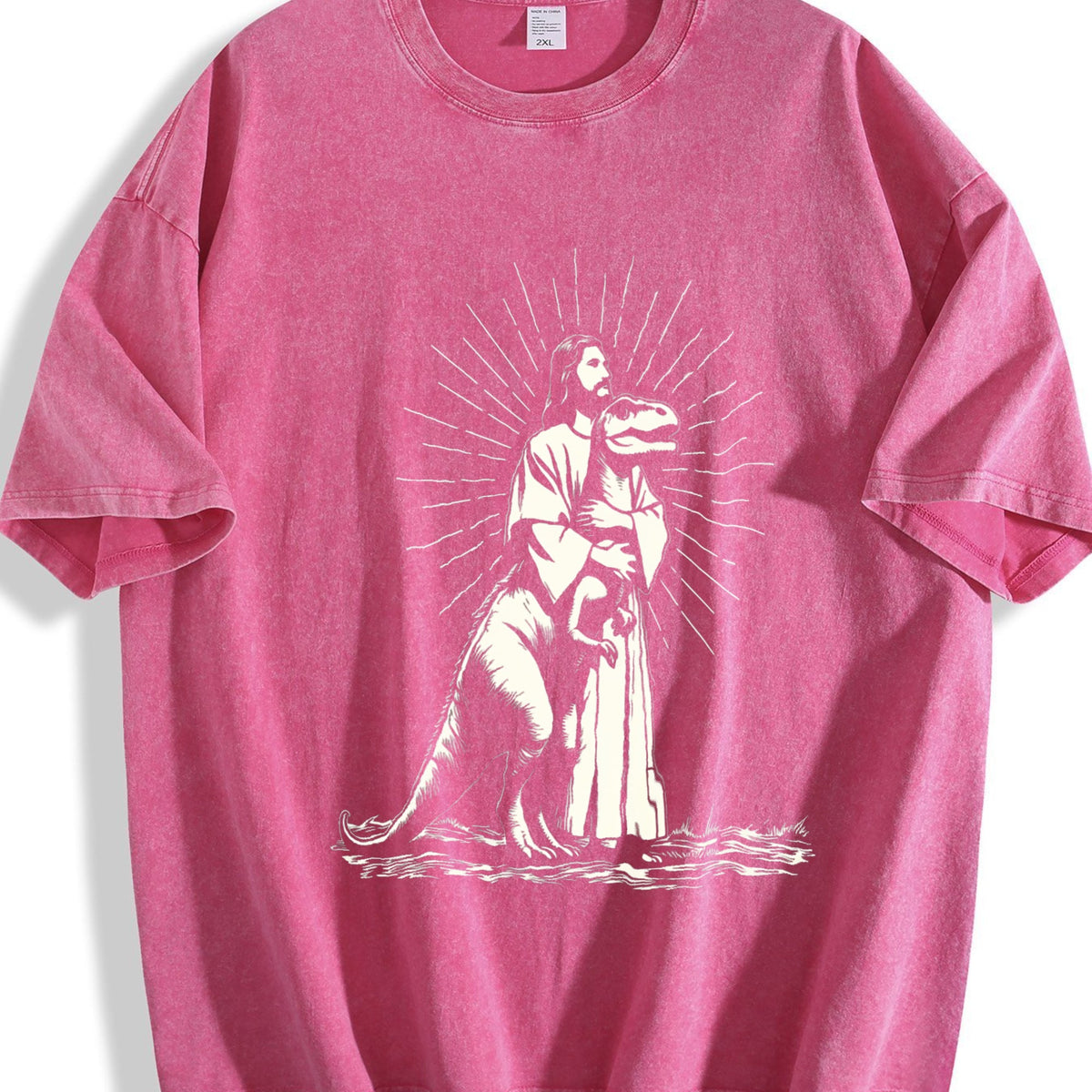 Jesus Holding Dinosaur Funny Religious Vintage Washed product image 7