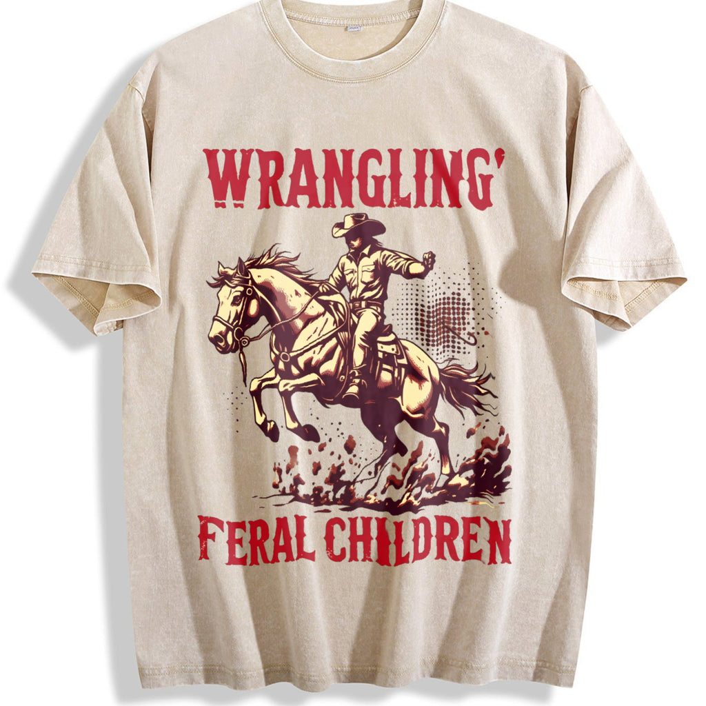 Wranglin' Feral Children Raccoon 90s Vintage Washed T-Shirt product image 1