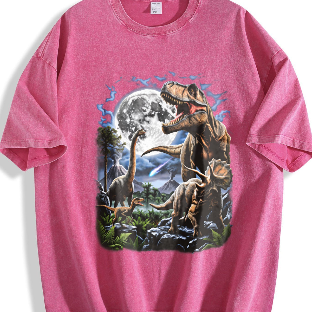 Dinosaurs under the Full Moon Vintage Washed T-Shirt product image 7