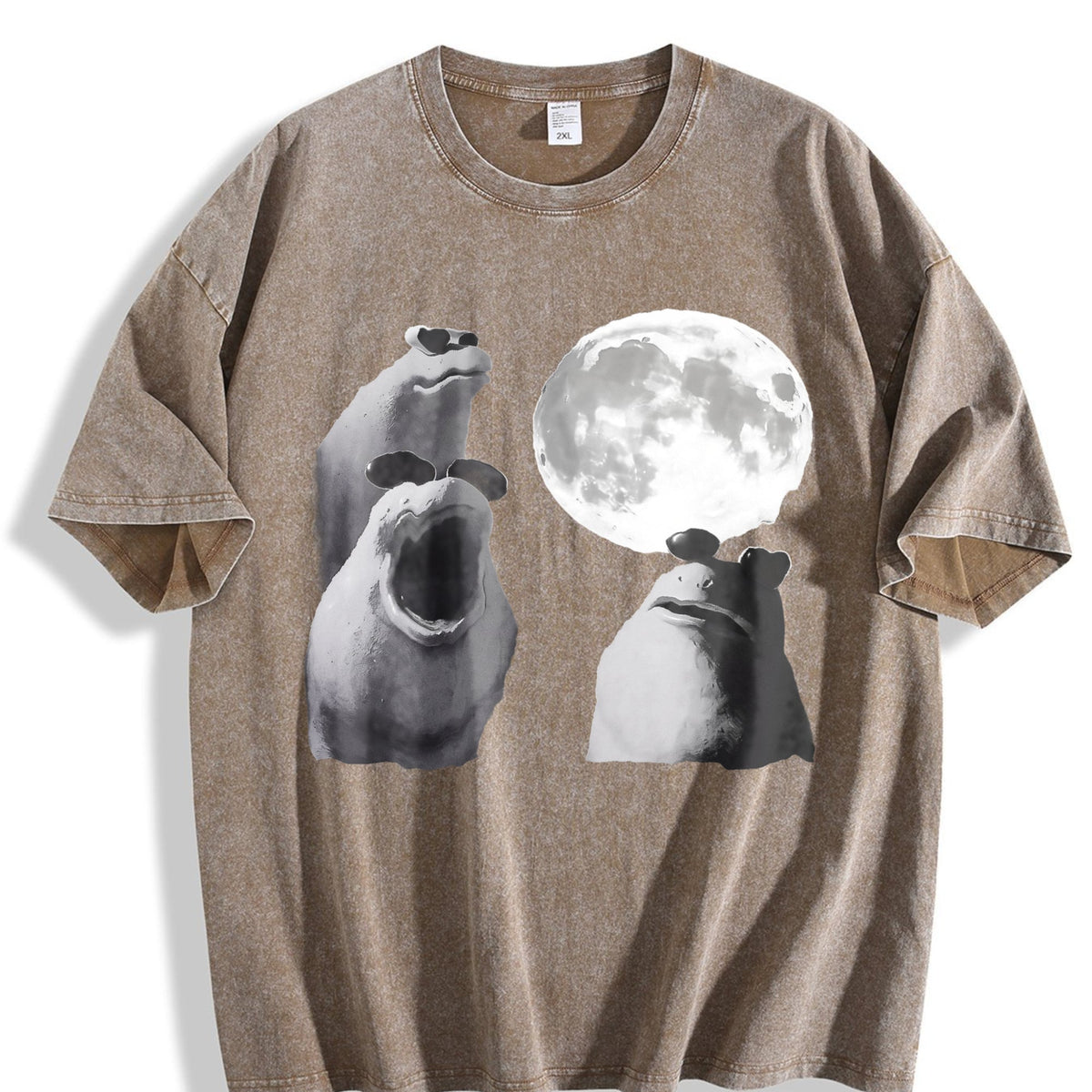 Viral Moon Frog Meme Vintage Washed T-Shirt product image 3