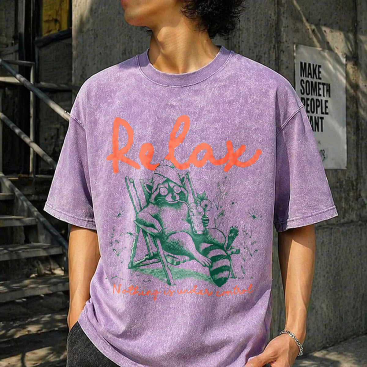 Chill Raccoon Vintage Washed T-Shirt product image 6
