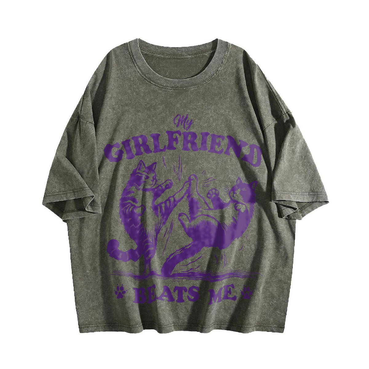 Couple Cat Fighting 90s Vintage Washed T-Shirt product image 4