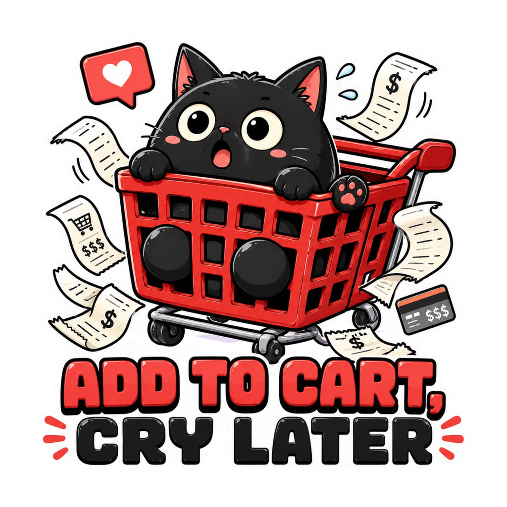 Add To Cart Cry Later - Funny Black Cat Shopping Spree product image 3
