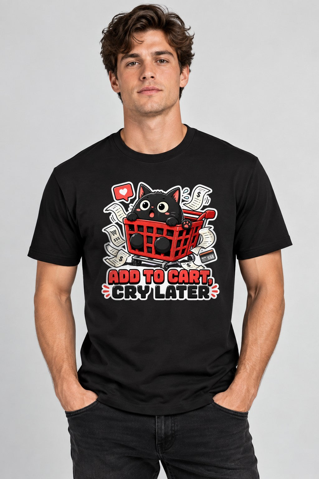 Add To Cart Cry Later - Funny Black Cat Shopping Spree product image 2