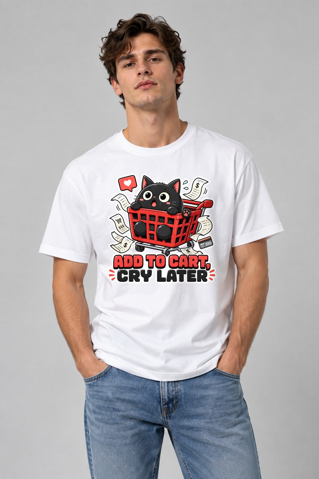 Add To Cart Cry Later - Funny Black Cat Shopping Spree product image 1