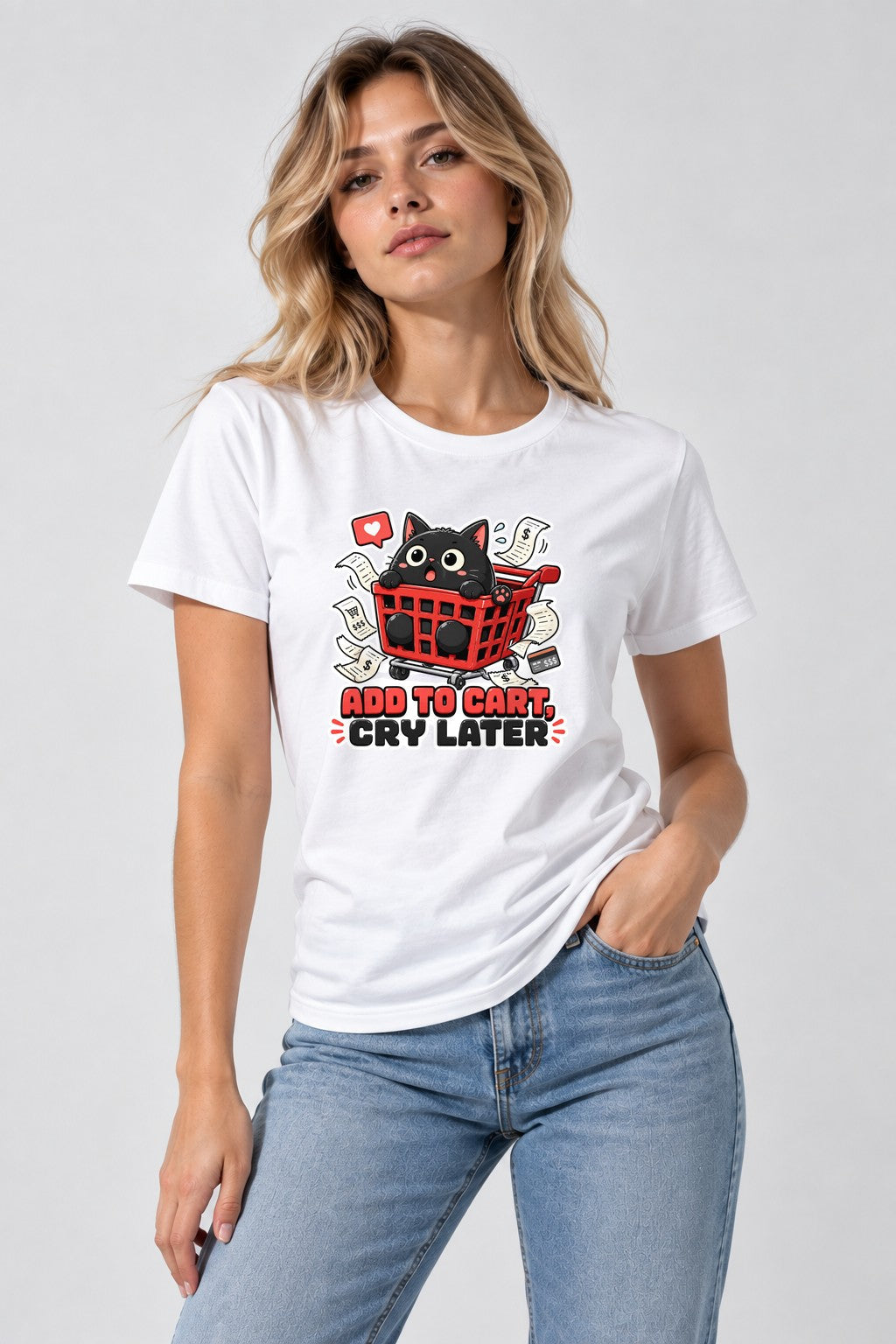 Add To Cart Cry Later - Funny Black Cat Shopping Spree product image 1