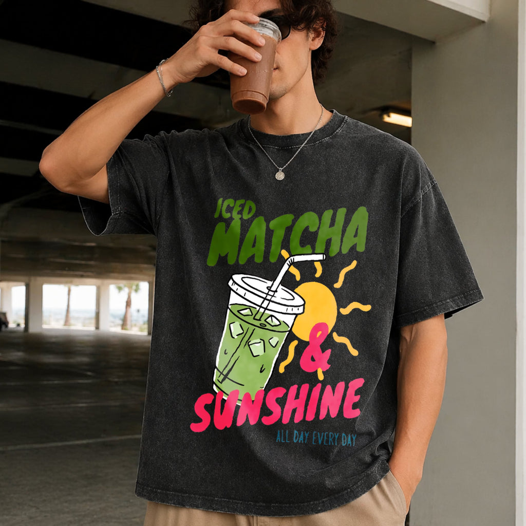 Iced Matcha Sunshine Vintage Washed T-Shirt product image 2