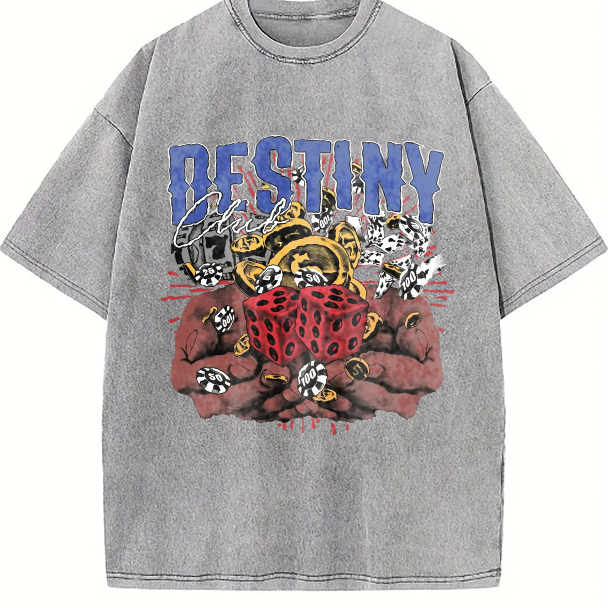 Destiny Club Casino Dice White Vintage Washed T-Shirt product image 5