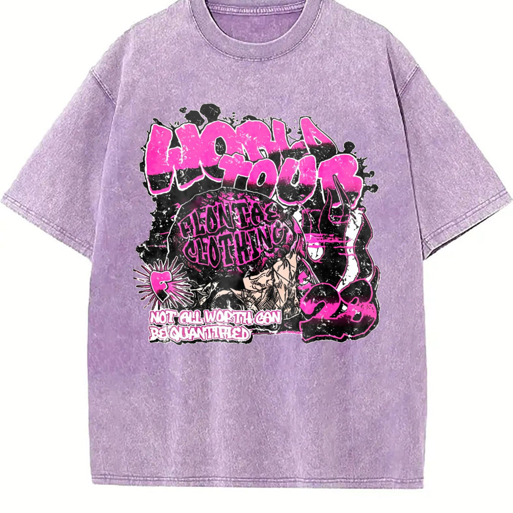 Pink Graffiti World Tour Rock Muscle Vintage Washed T-Shirt product image 6