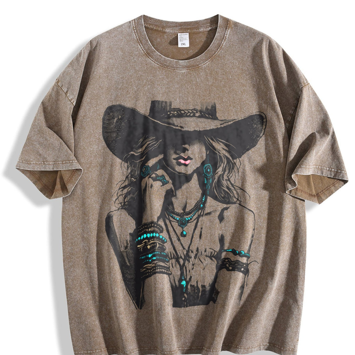 Boho Woman Hat Vintage Washed T-Shirt