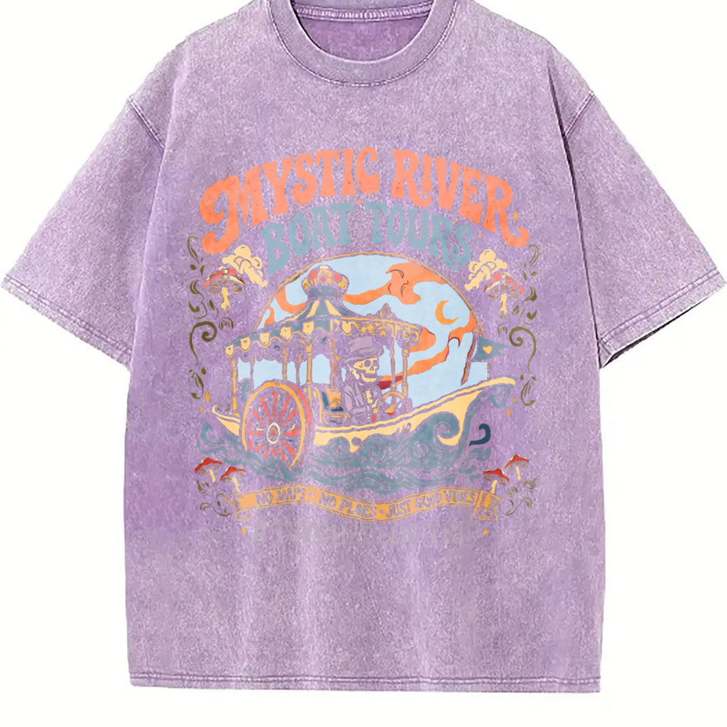 Mystic River Boat Tours Psychedelic Vintage Washed T-Shirt product image 6
