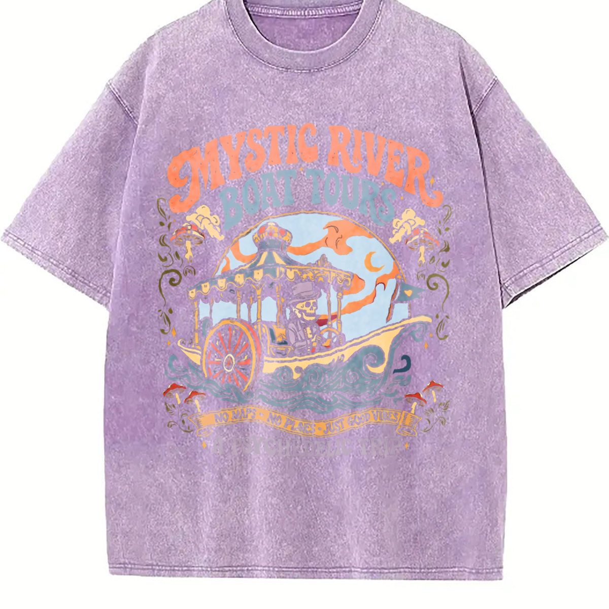 Mystic River Boat Tours Psychedelic Vintage Washed T-Shirt product image 6