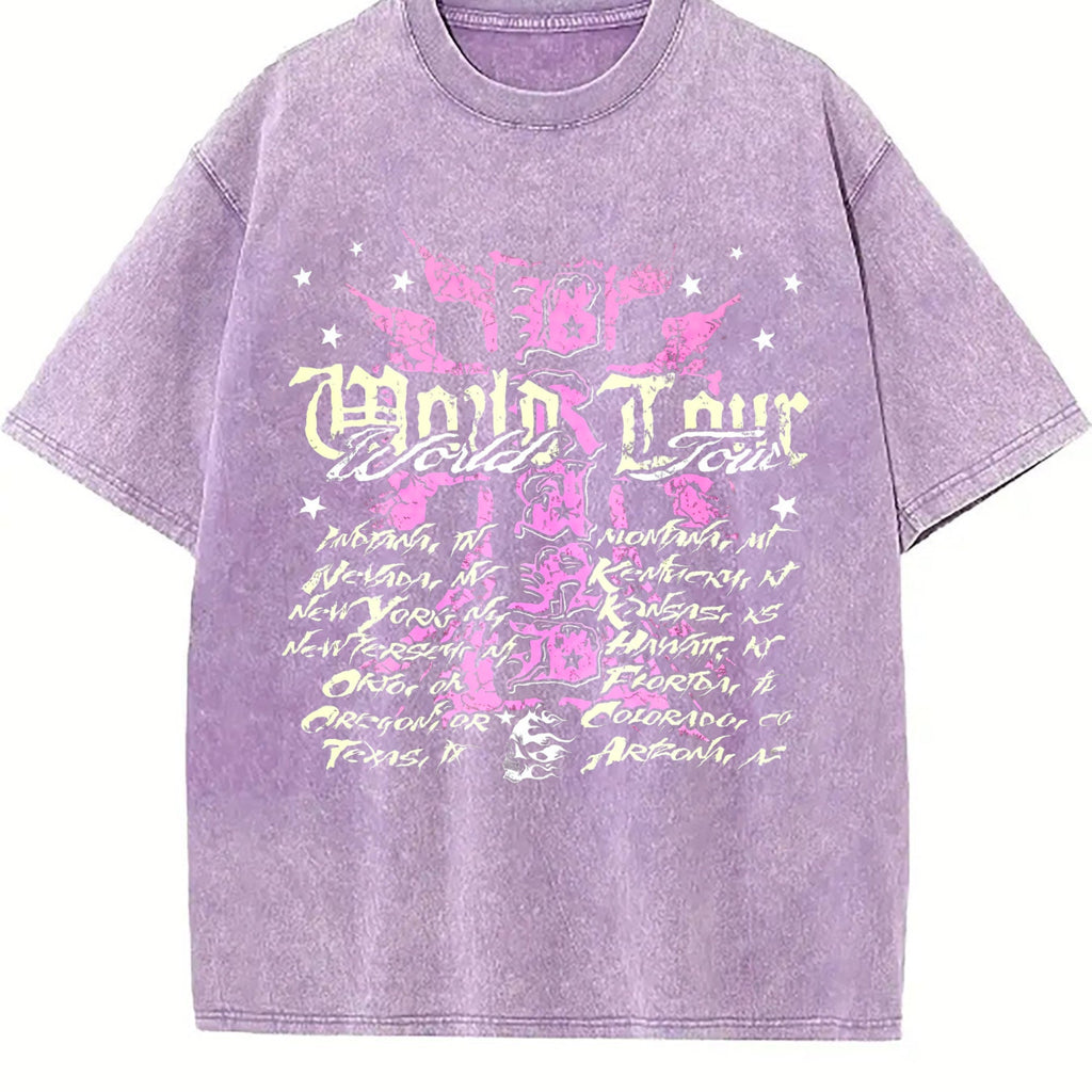 Easelby World Tour Black Grunge Vintage Washed T-Shirt product image 6