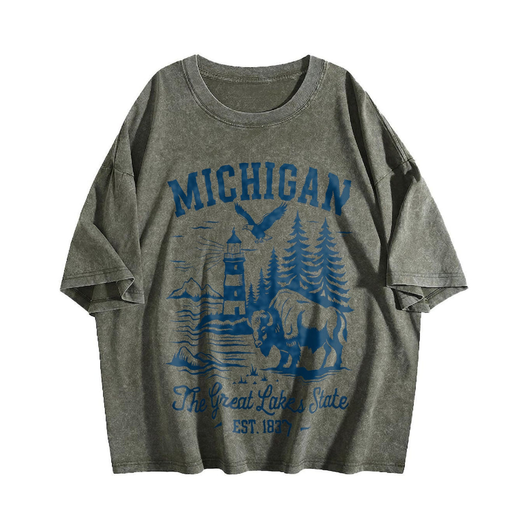 Michigan The Great Lakes State Vintage Washed T-Shirt product image 4