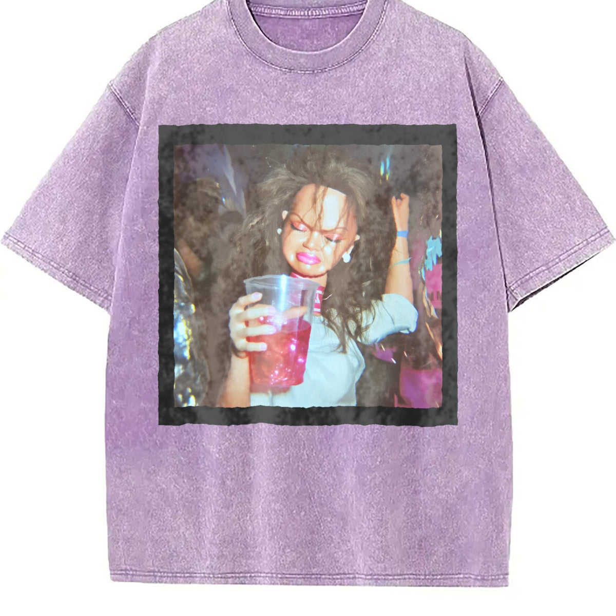 Doll Raising a Pink Drink Vintage Washed T-Shirt product image 6