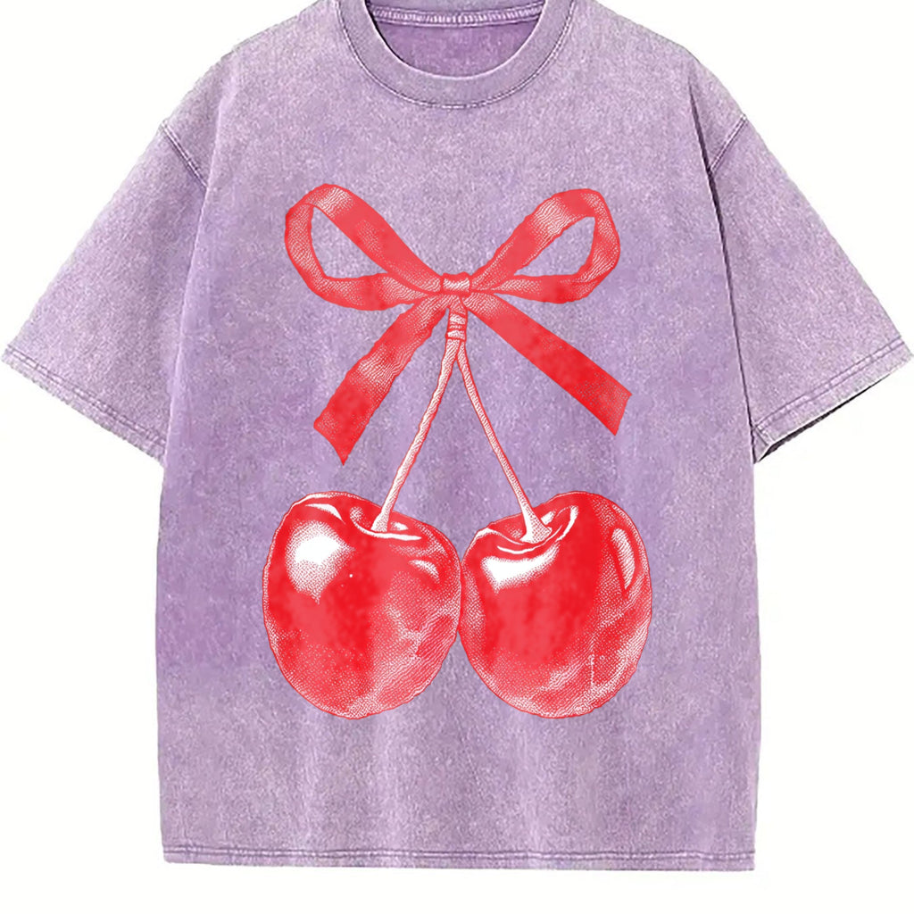 Cherry Bow Halftone Vintage Washed T-Shirt product image 6