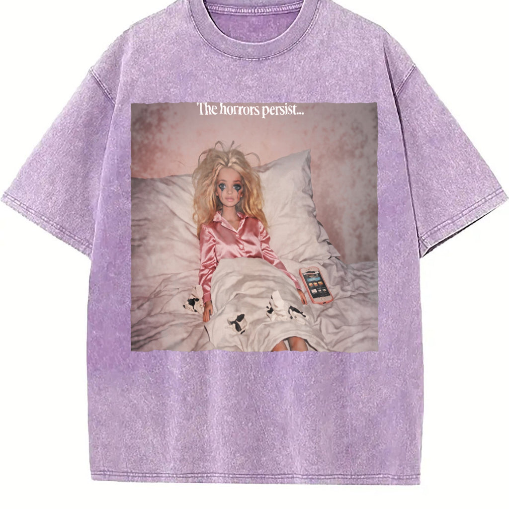 The Horrors Persist Doll Meme Vintage Washed T-Shirt product image 6