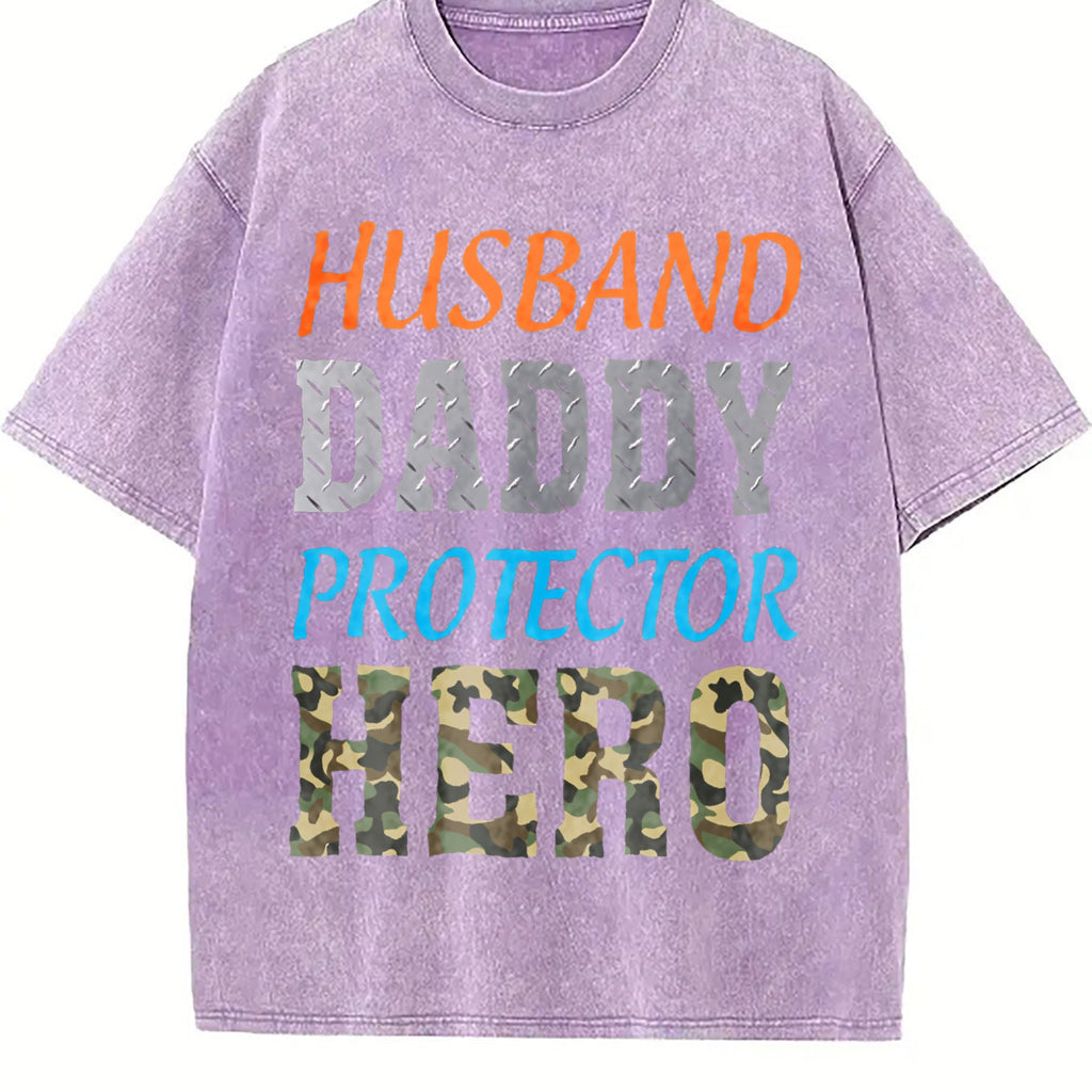 Husband Daddy Protector Hero Vintage Washed T-Shirt product image 6