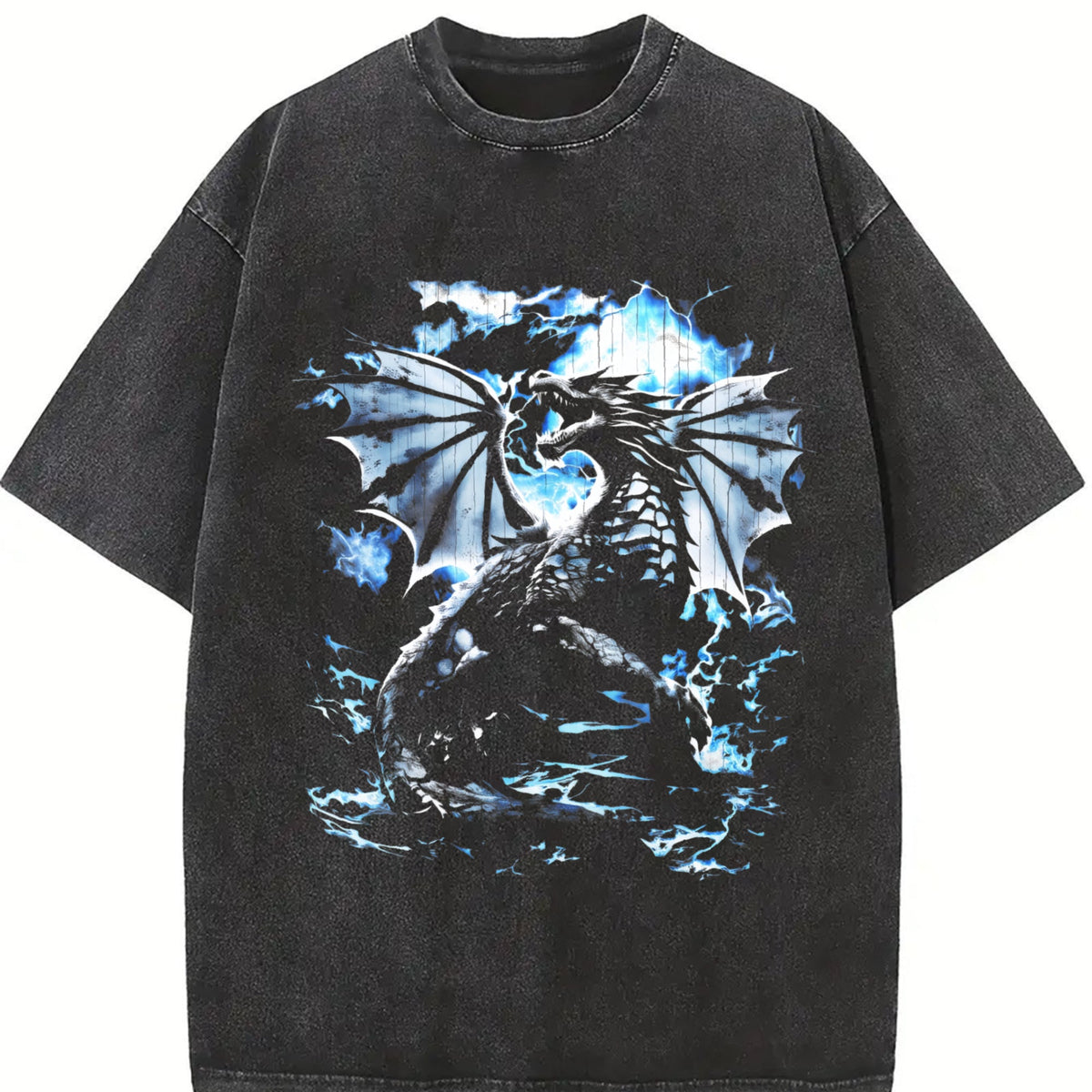 Y2K Dragon Lightning Fantasy Vintage Washed T-Shirt product image 2