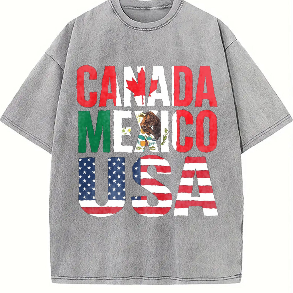 Can Mex USA Country Flag Letter Vintage Washed T-Shirt product image 5