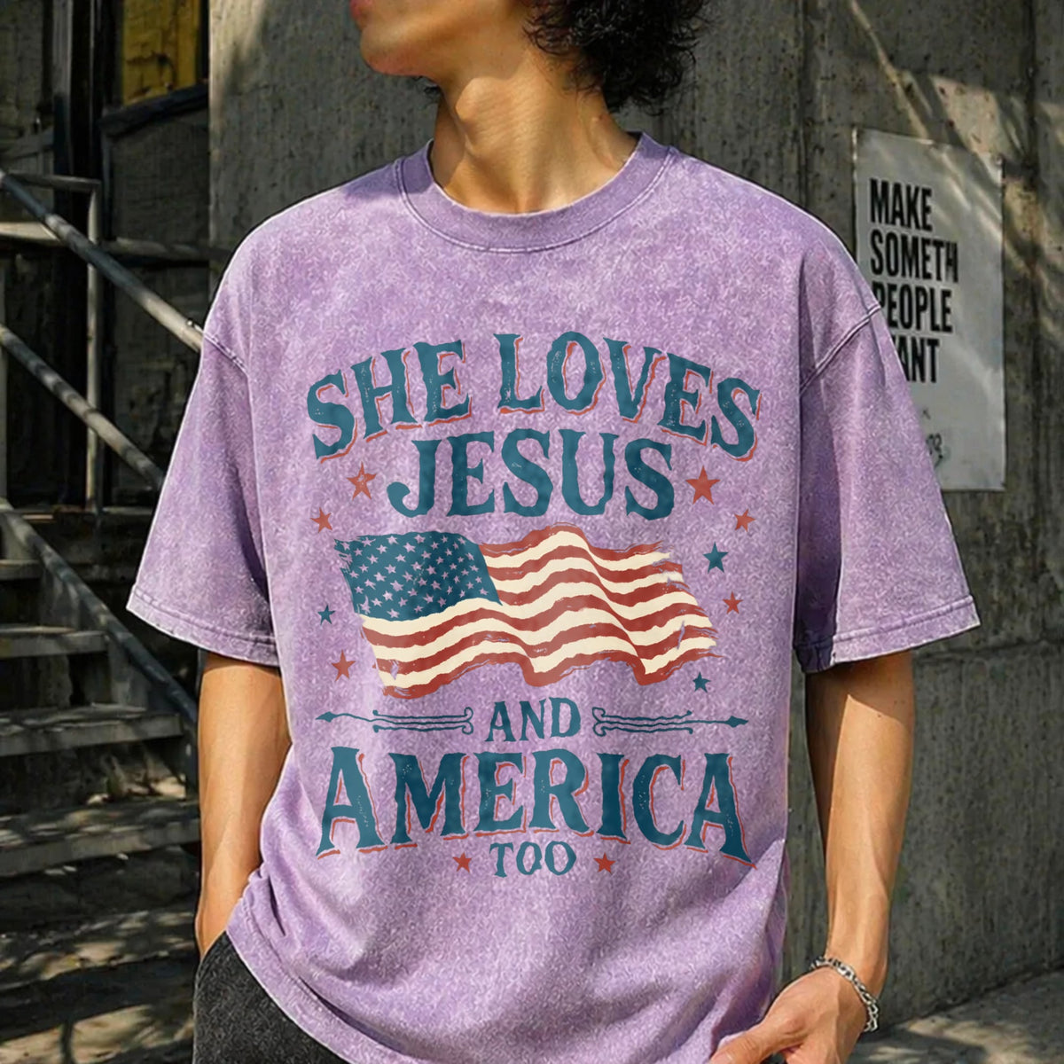 She Loves Jesus And America Too Vintage Washed T-Shirt product image 6