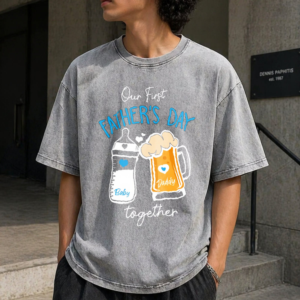 1st Fathers Day Vintage Washed T-Shirt product image 5