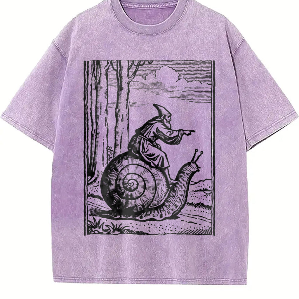 Medieval Snail Rider Vintage Washed T-Shirt product image 6