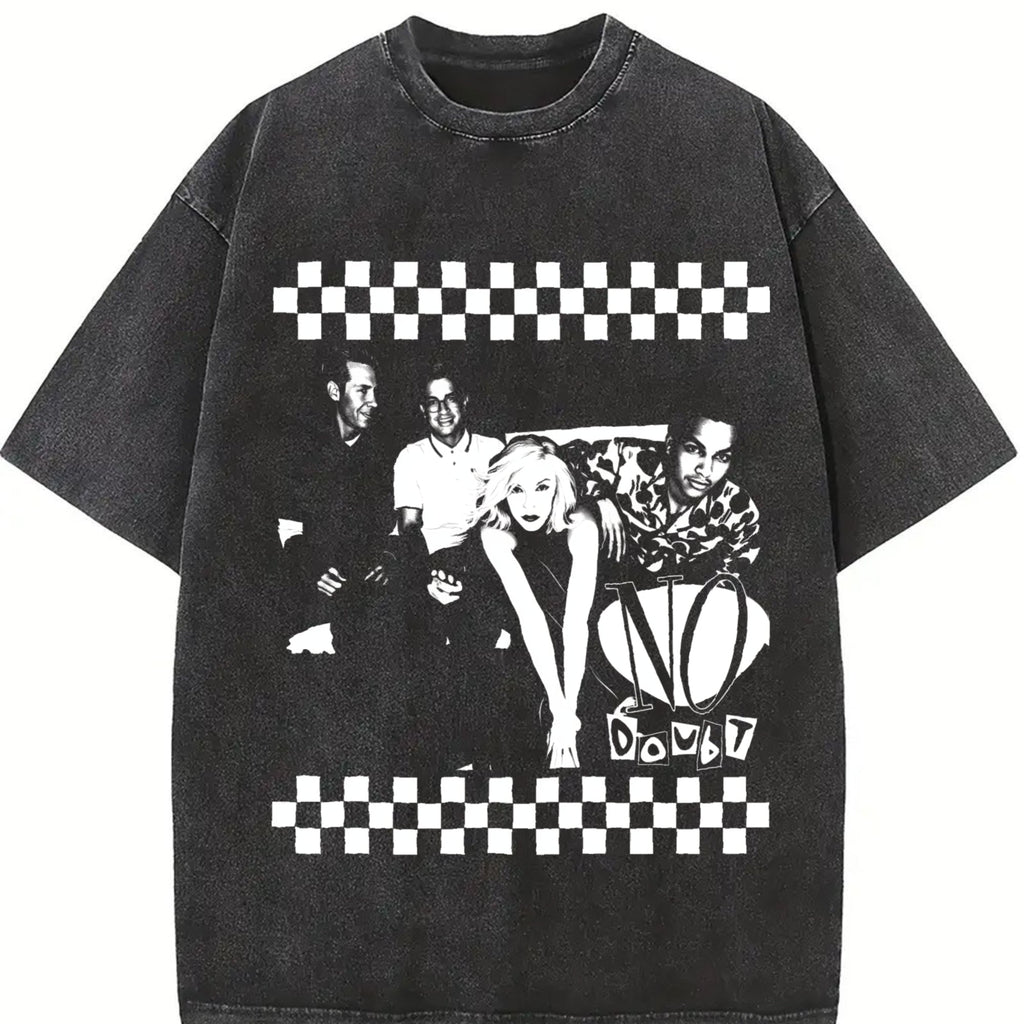 No Good Checkerboard Cat Vintage Washed T-Shirt product image 2