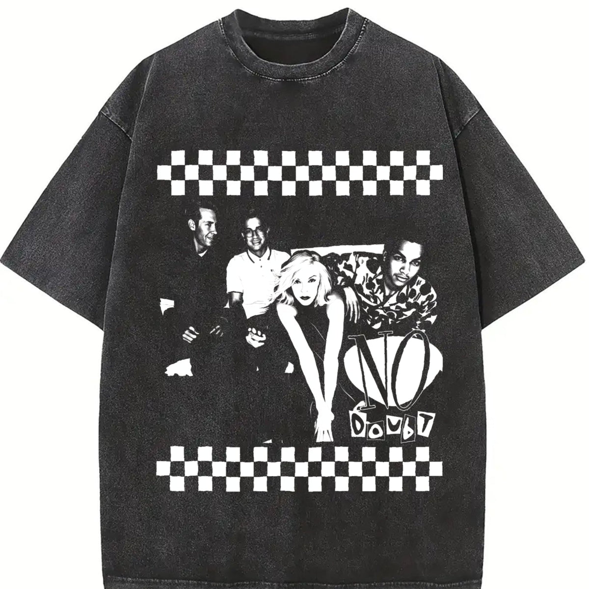 No Good Checkerboard Cat Vintage Washed T-Shirt product image 2