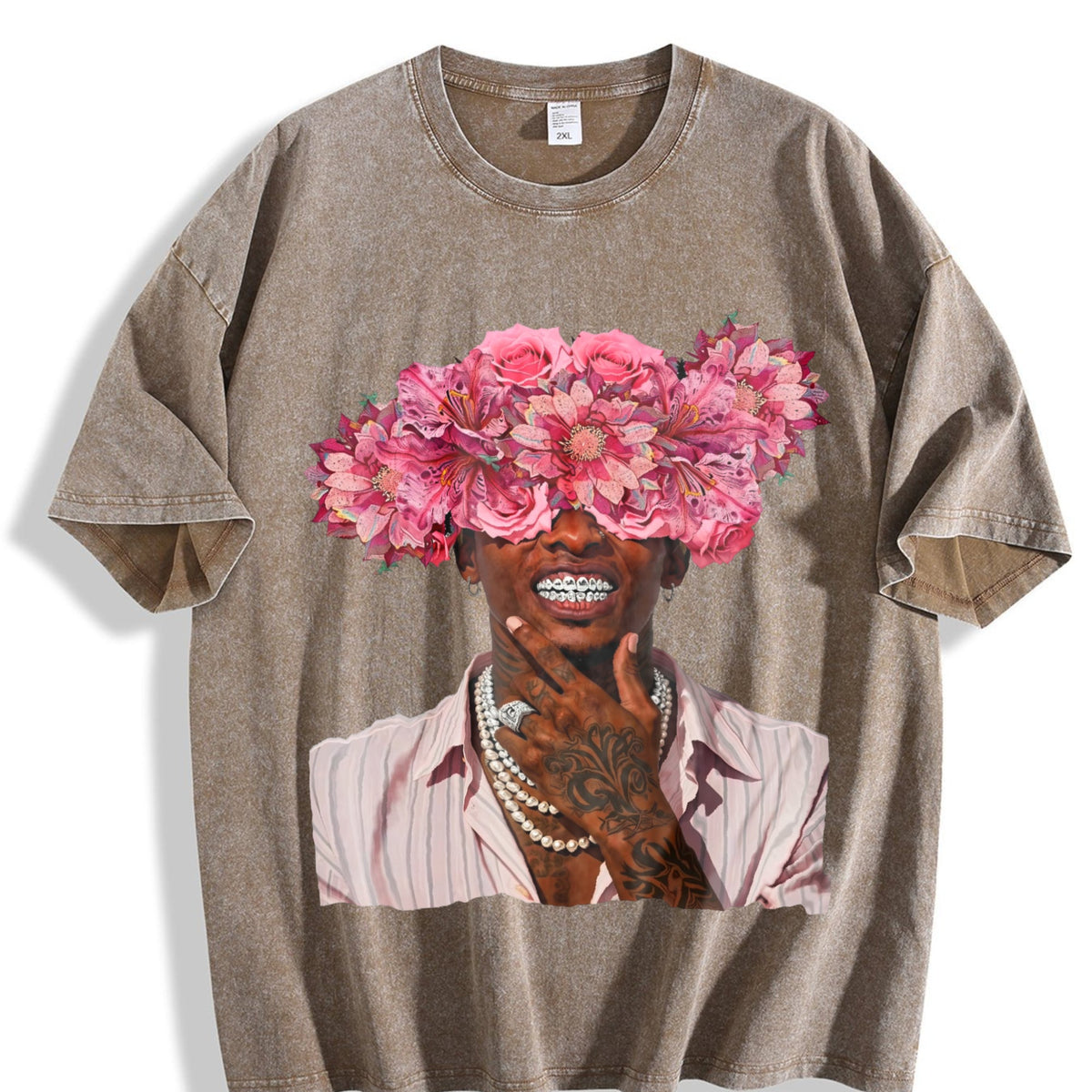 Floral Head Portrait Vintage Washed T-Shirt product image 3