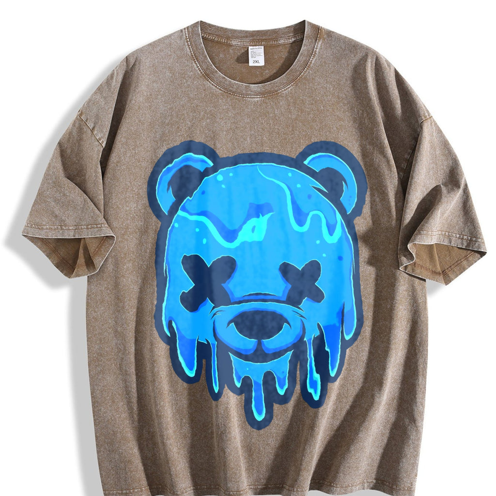 Drippy Blue Bear Two Piece Set Vintage Washed T-Shirt product image 3