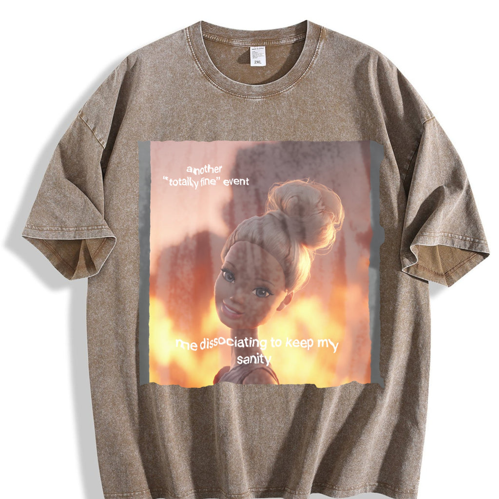 Dissociating to Keep My Sanity Doll Meme Vintage Washed product image 3