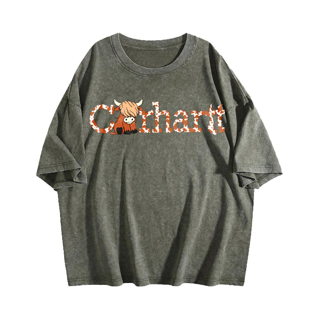 Highland Cow - Cute Western Wind - Farm Vintage Washed product image 4