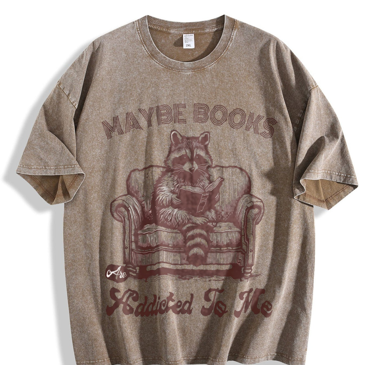 Raccoon Reading Book 90s Vintage Washed T-Shirt product image 3