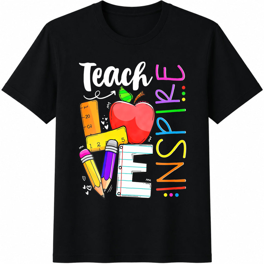 Cute Teach Love And Inspire Teacher Cotton T-Shirt product image 1