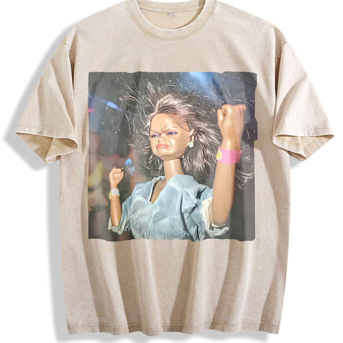 Angry Doll Raising a Fist Vintage Washed T-Shirt product image 1