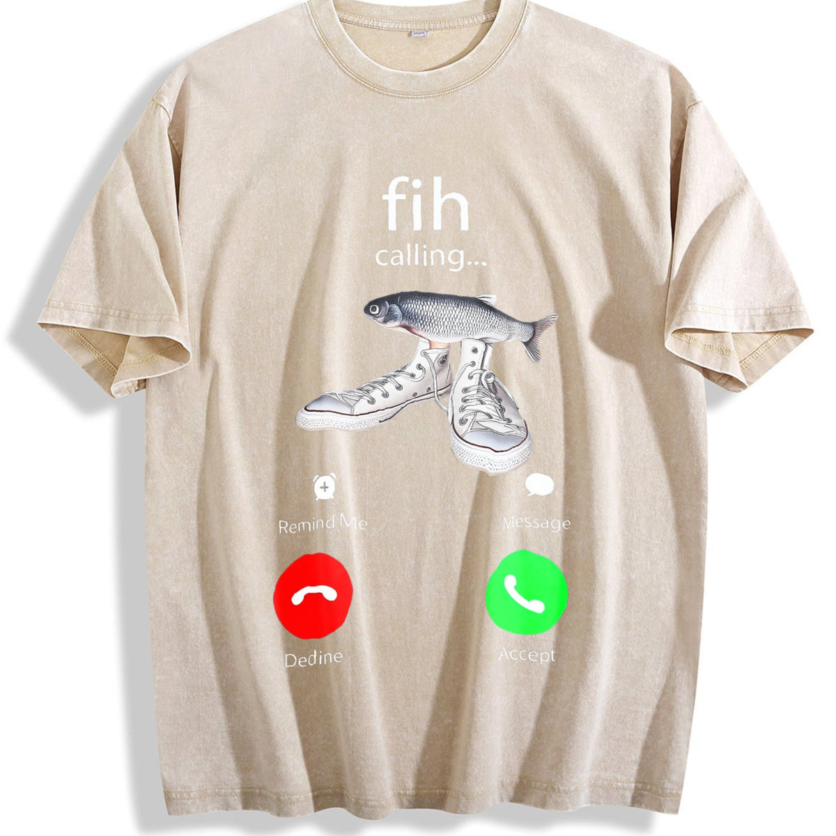 100 Funny Fish Fih With Shoes Is Calling Meme Vintage Washed T-Shirt