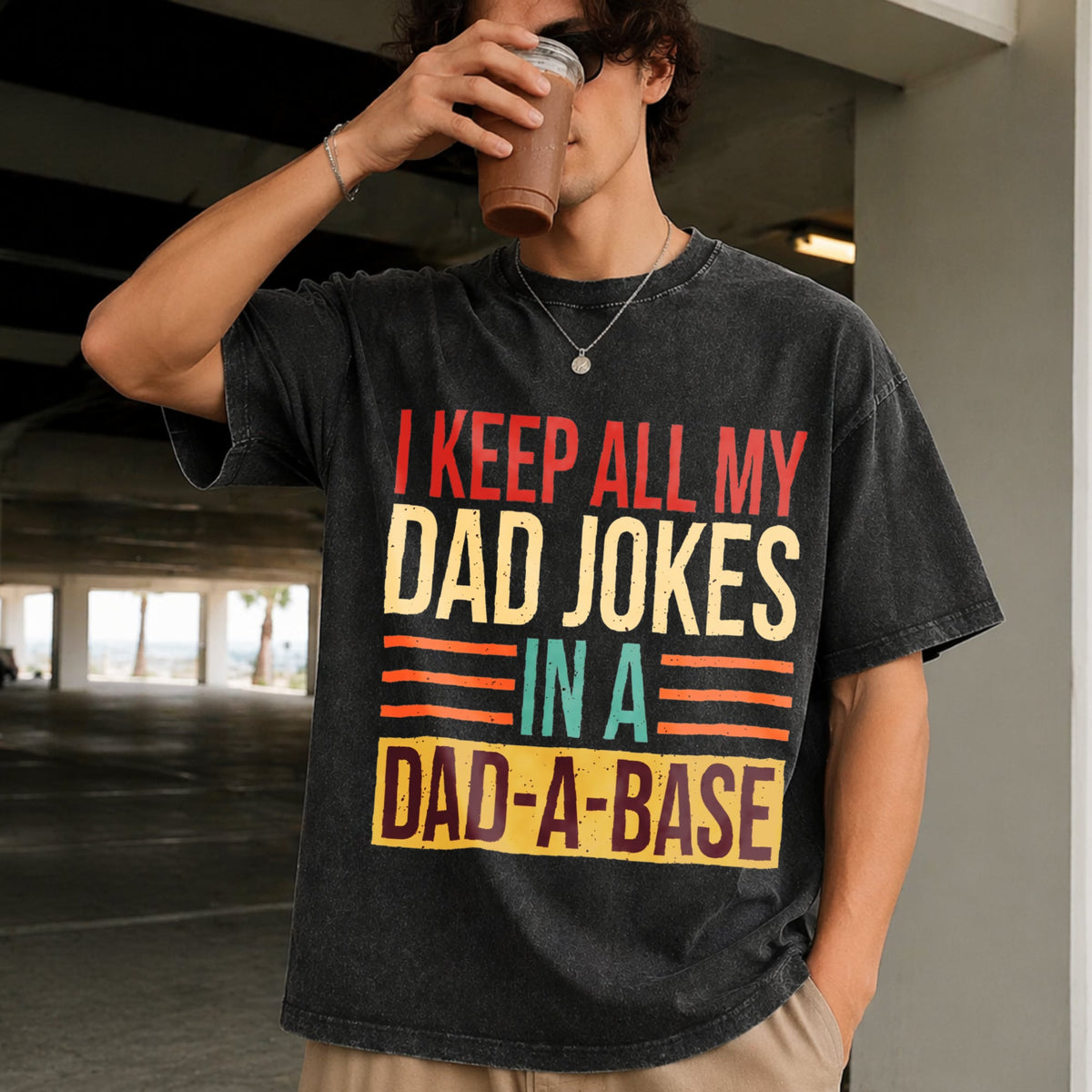 I Keep All My Dad Jokes In A Dad-a-base Vintage Washed product image 2