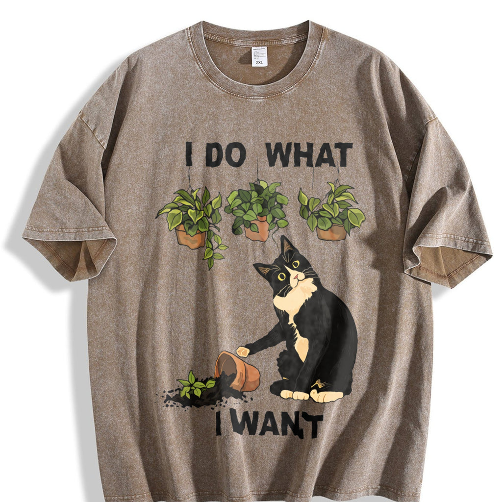 I Do What I Want Cat Vintage Washed T-Shirt product image 3