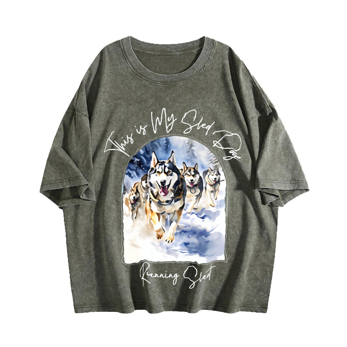 Sled Dog Racing Running Vintage Washed T-Shirt product image 4