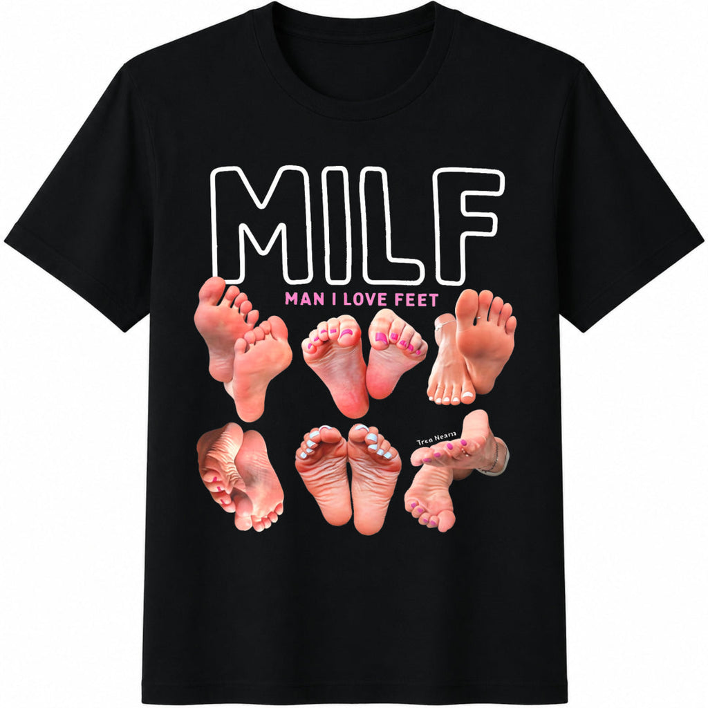 Funny 'man I Love Feet' Parody : Gag Cotton T-Shirt product image 1