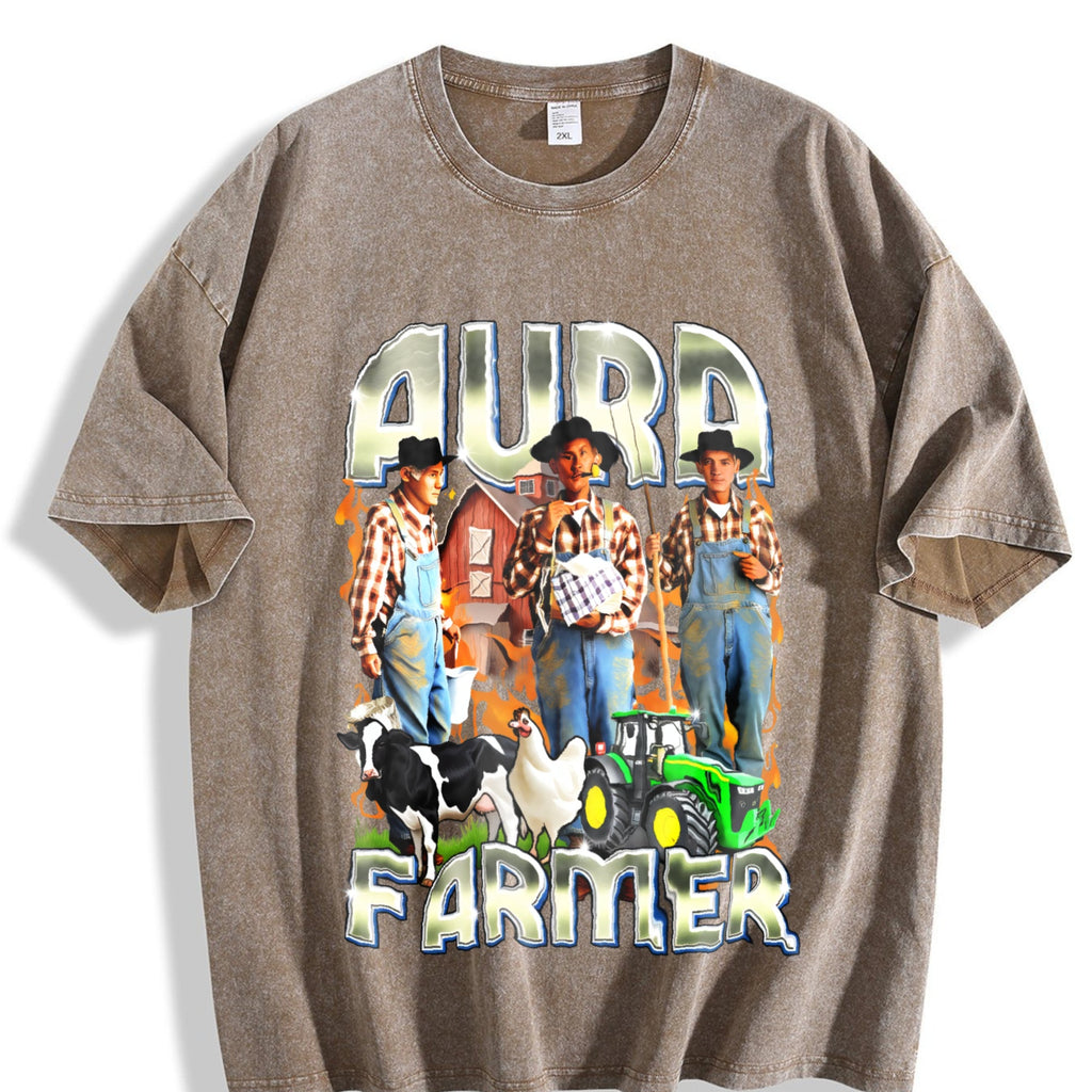 Aura Farmer Funny Meme Vintage Washed T-Shirt product image 3