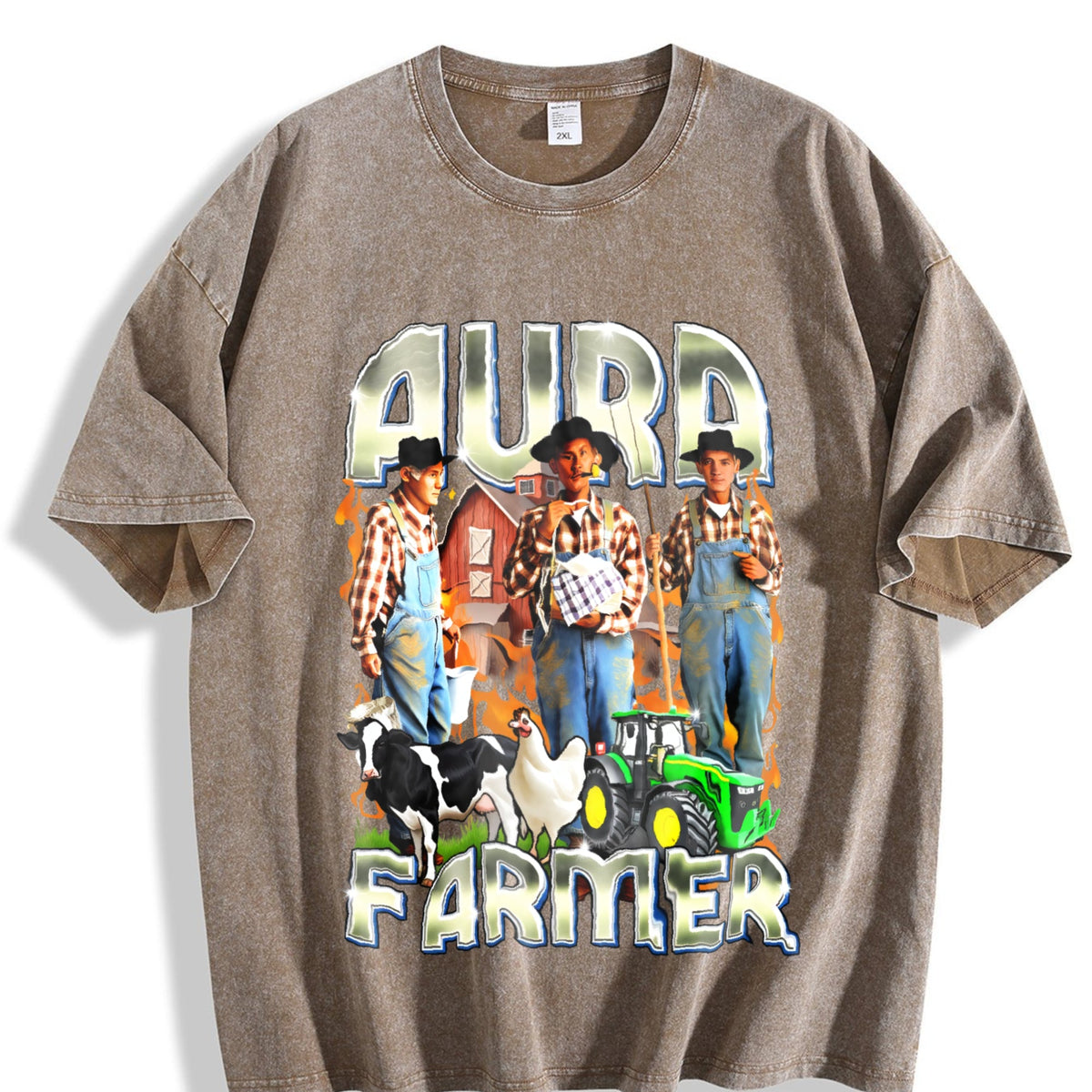 Aura Farmer Funny Meme Vintage Washed T-Shirt product image 3