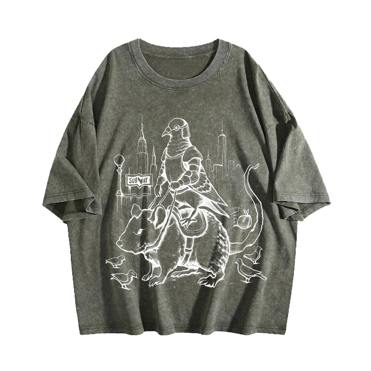 Pigeon Knight Rat Mount : NYC Rider Vintage Washed T-Shirt product image 4