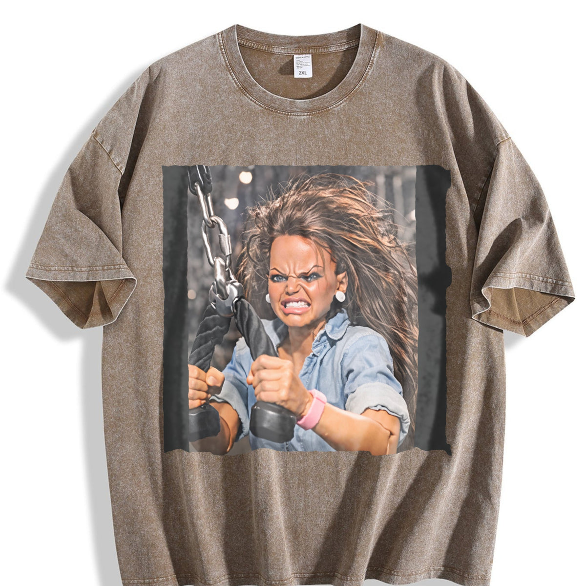 Angry Doll at the Gym Vintage Washed T-Shirt product image 3
