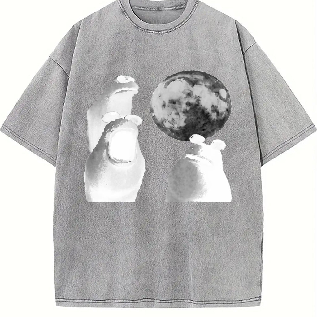 Viral Moon Frog Meme Vintage Washed T-Shirt product image 5