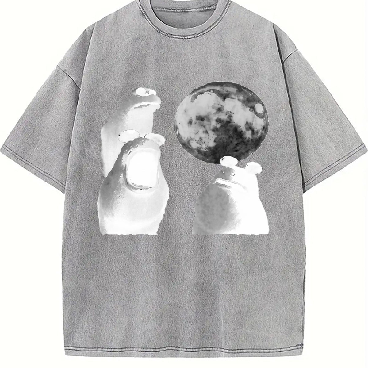 Viral Moon Frog Meme Vintage Washed T-Shirt product image 5
