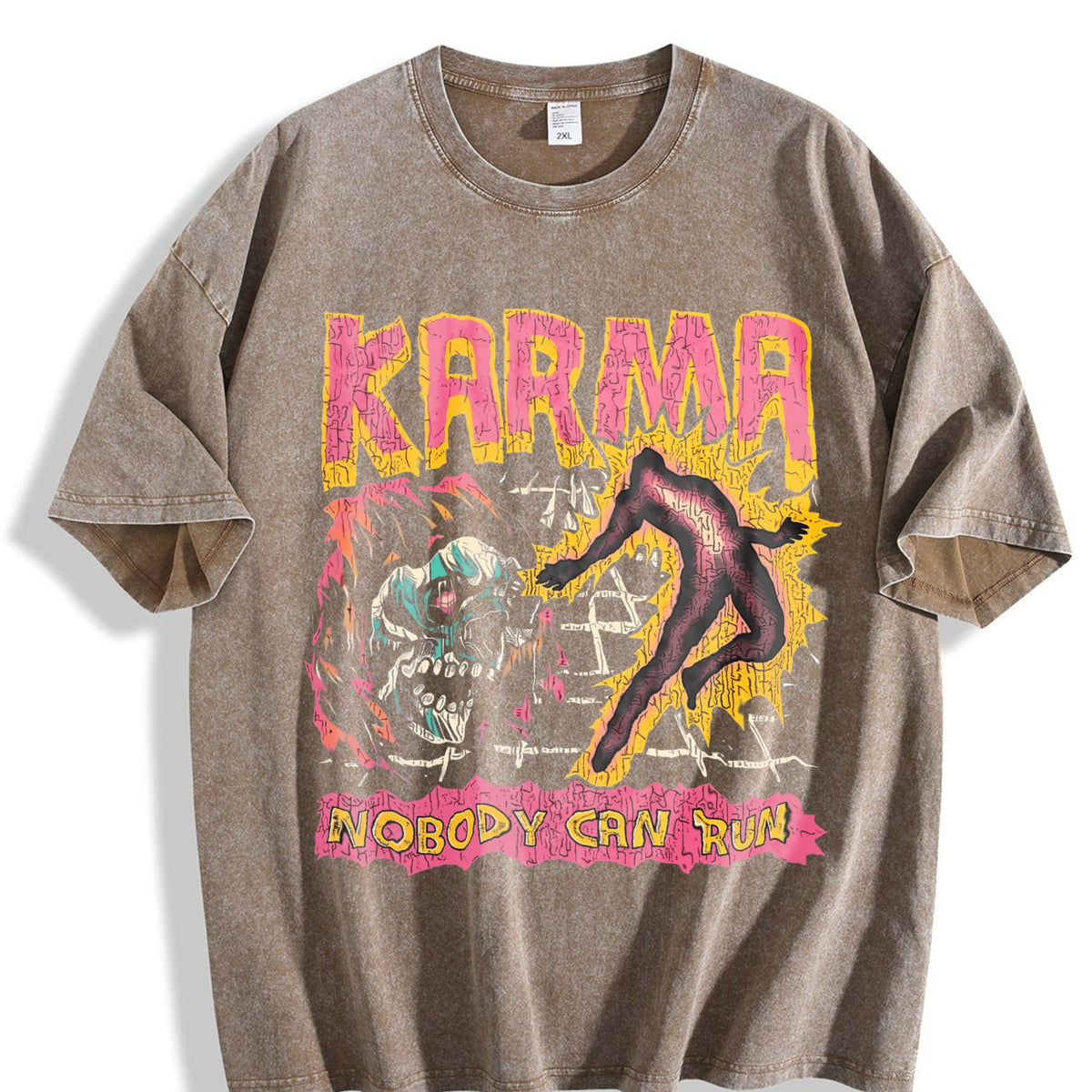 Karma Nobody Can Run Skull Vintage Washed T-Shirt product image 3